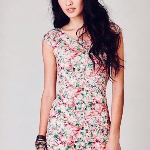 free people floral bodycon dress Free People Women's Satin, Scoop Neck, Your Better Side Floral Print Midi  Slip Dress-Black / S